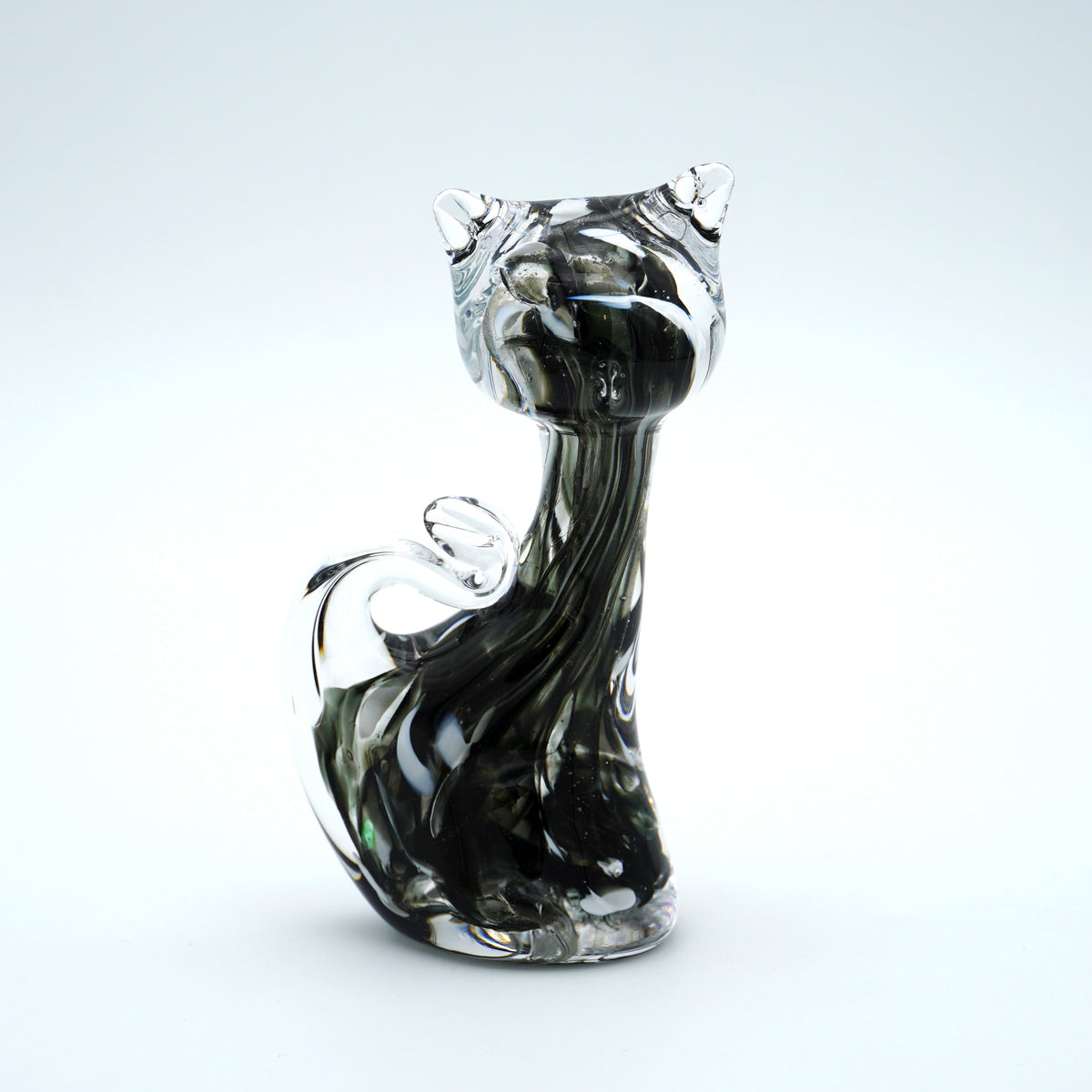 Chat en verre sculpté