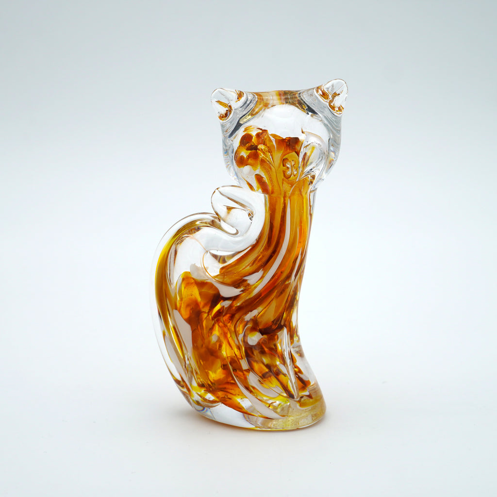 Chat en verre sculpté